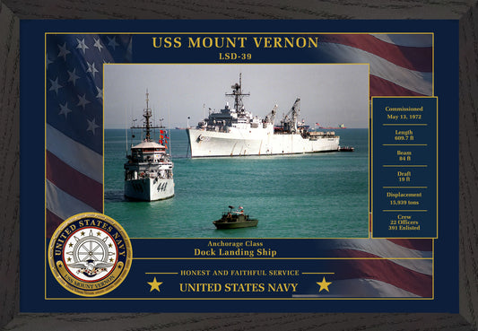 USS Mount Vernon LSD-39 Framed Patriotic Photo