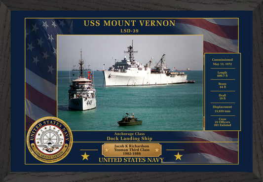 USS Mount Vernon LSD-39 Framed Patriotic Photo