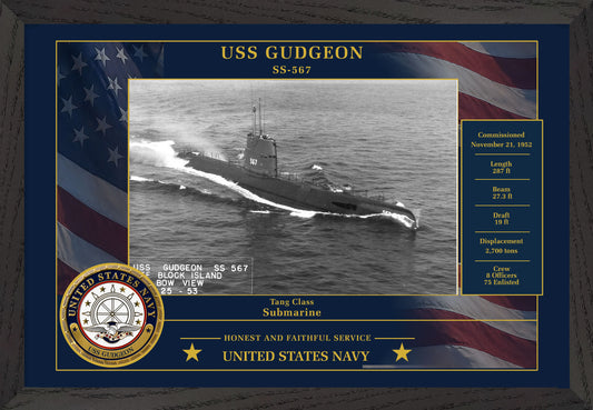 USS Gudgeon SS-567 Framed Patriotic Photo