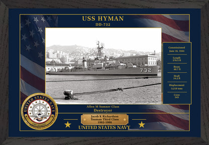 USS Hyman DD-732 Framed Patriotic Photo