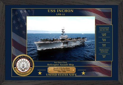 USS Inchon LPH-12 Framed Patriotic Photo