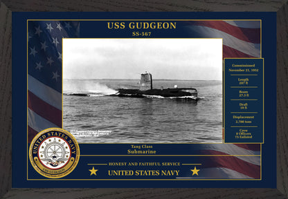 USS Gudgeon SS-567 Framed Patriotic Photo