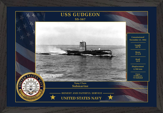 USS Gudgeon SS-567 Framed Patriotic Photo