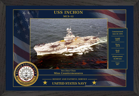 USS Inchon MCS-12 Framed Patriotic Photo