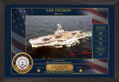 USS Inchon MCS-12 Framed Patriotic Photo
