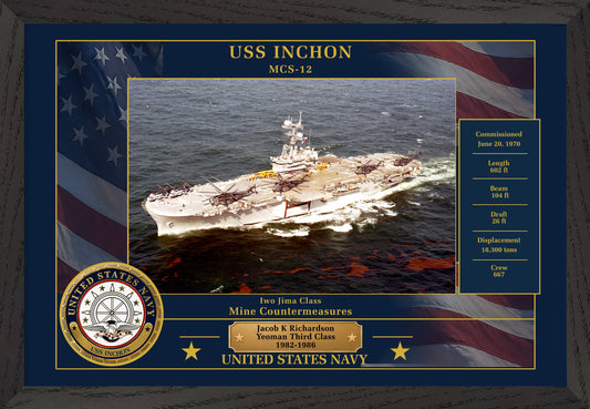 USS Inchon MCS-12 Framed Patriotic Photo