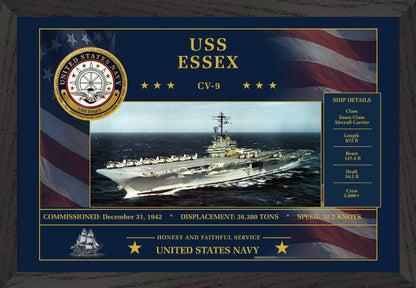 USS Essex CV-9 Framed Patriotic Art