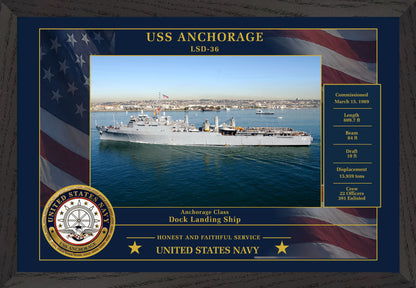 USS Anchorage LSD-36 Framed Patriotic Photo