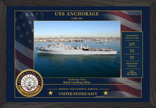 USS Anchorage LSD-36 Framed Patriotic Photo
