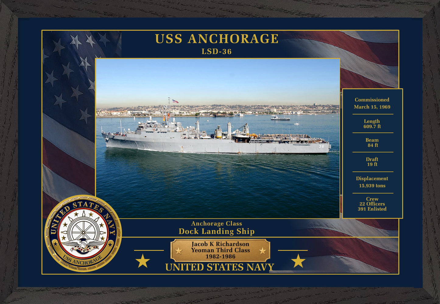 USS Anchorage LSD-36 Framed Patriotic Photo