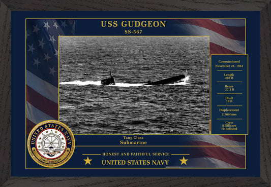 USS Gudgeon SS-567 Framed Patriotic Photo