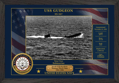USS Gudgeon SS-567 Framed Patriotic Photo