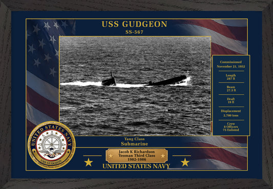USS Gudgeon SS-567 Framed Patriotic Photo