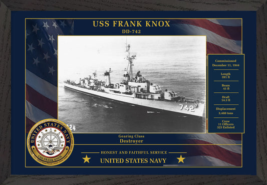 USS Frank Knox DD-742 Framed Patriotic Photo