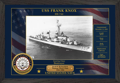 USS Frank Knox DD-742 Framed Patriotic Photo