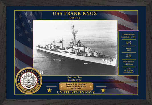 USS Frank Knox DD-742 Framed Patriotic Photo