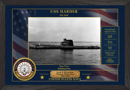USS Harder SS-568 Framed Patriotic Photo