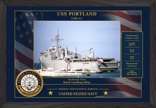 USS Portland LSD-37 Framed Patriotic Photo