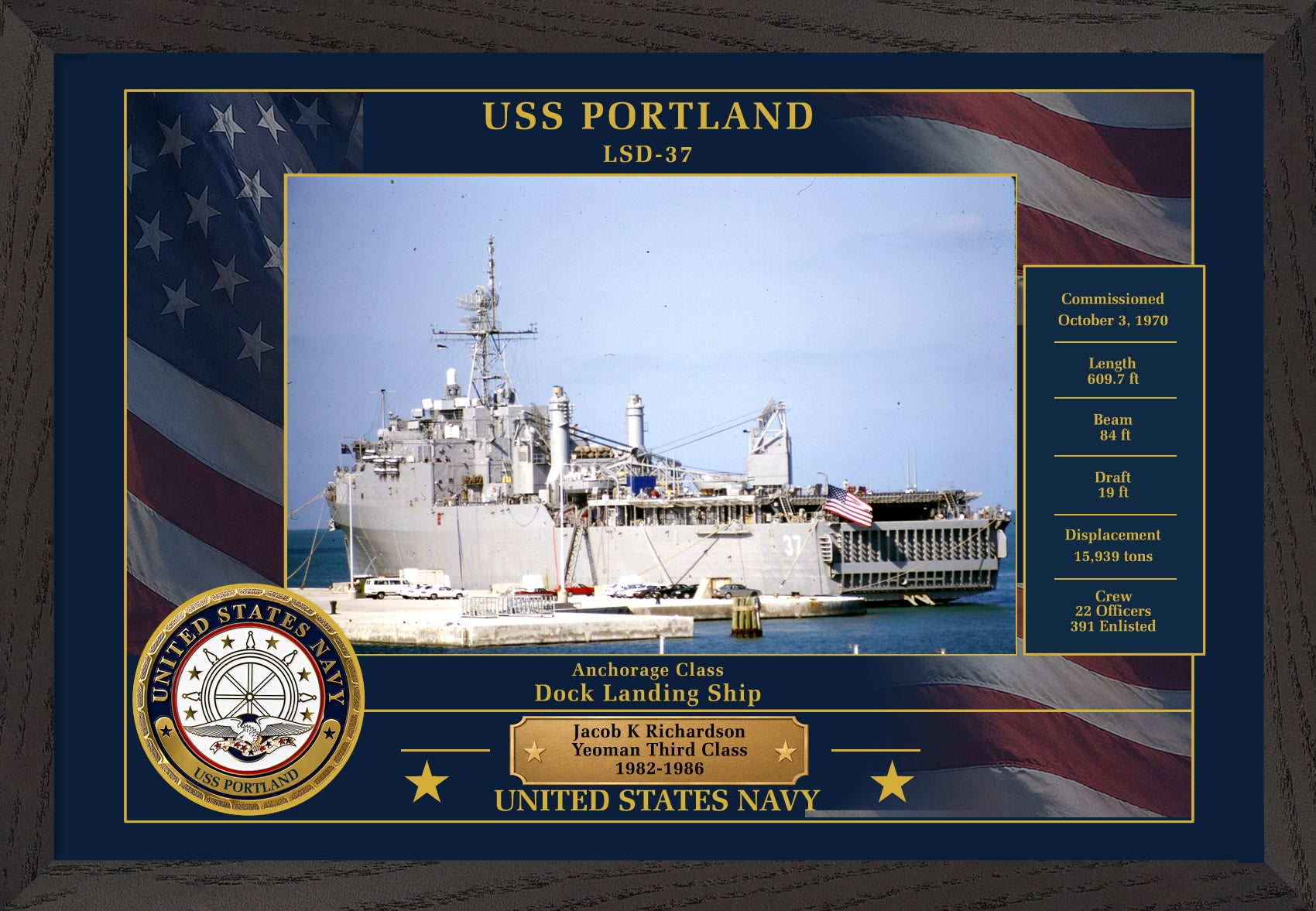 USS Portland LSD-37 Framed Patriotic Photo