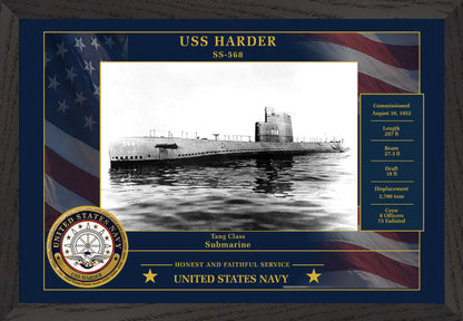 USS Harder SS-568 Framed Patriotic Photo