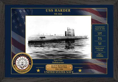 USS Harder SS-568 Framed Patriotic Photo