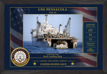 USS Pensacola LSD-38 Framed Patriotic Photo
