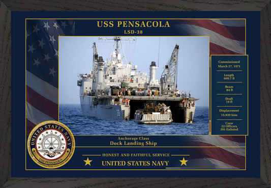 USS Pensacola LSD-38 Framed Patriotic Photo