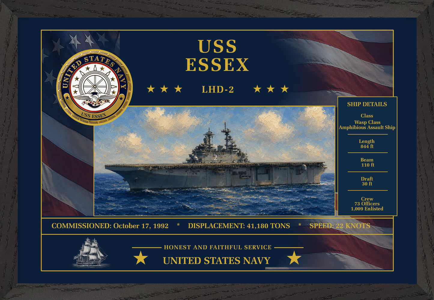 USS Essex LHD-2 Framed Patriotic Art