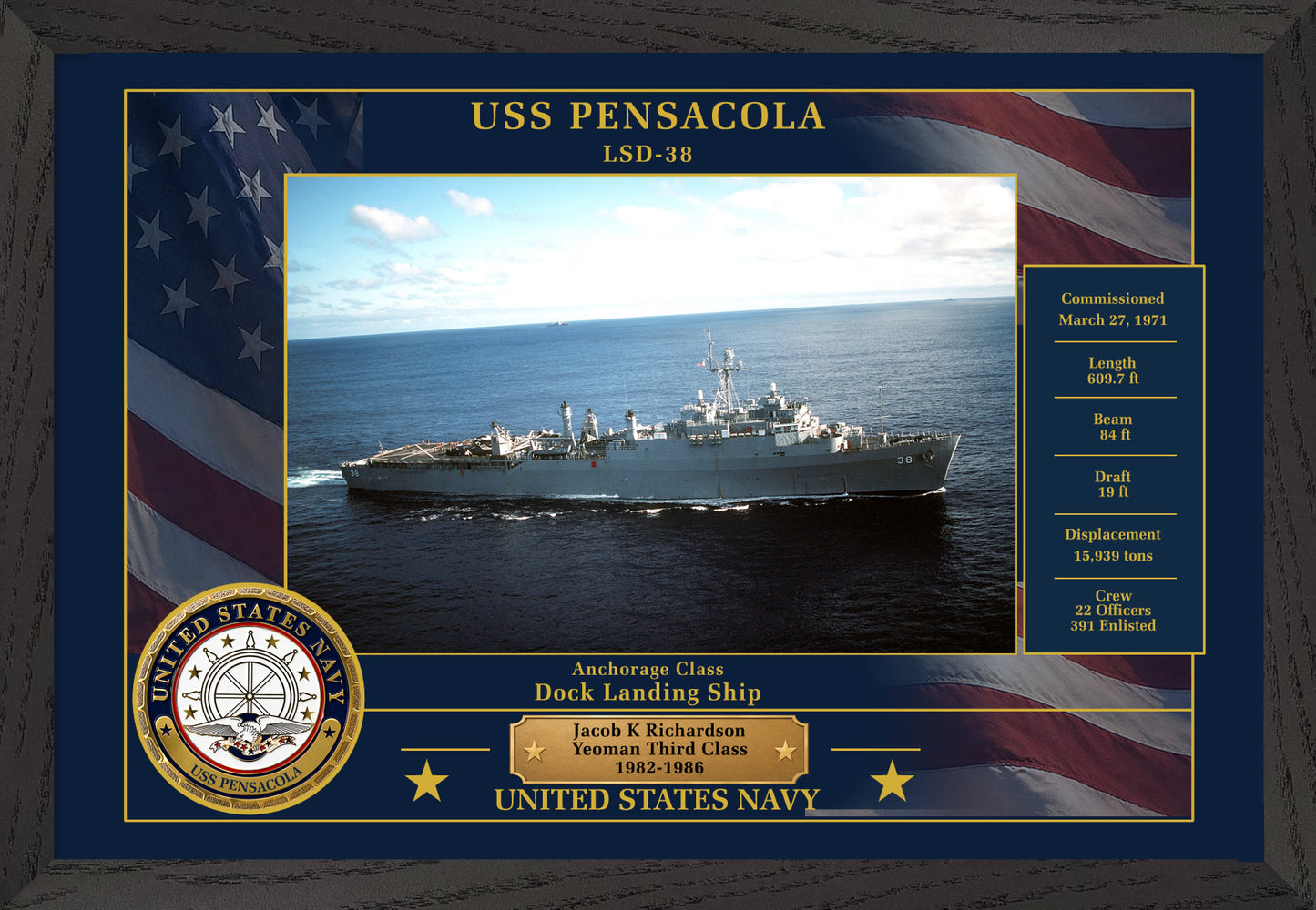 USS Pensacola LSD-38 Framed Patriotic Photo