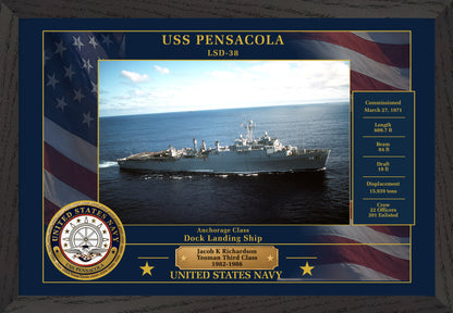 USS Pensacola LSD-38 Framed Patriotic Photo