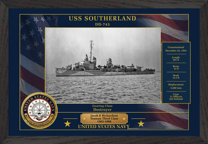 USS Southerland DD-743 Framed Patriotic Photo