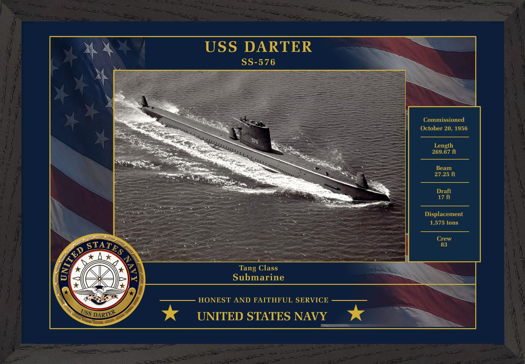 USS Darter SS-576 Framed Patriotic Photo