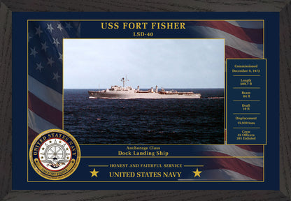 USS Fort Fisher LSD-40 Framed Patriotic Photo