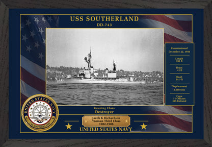 USS Southerland DD-743 Framed Patriotic Photo