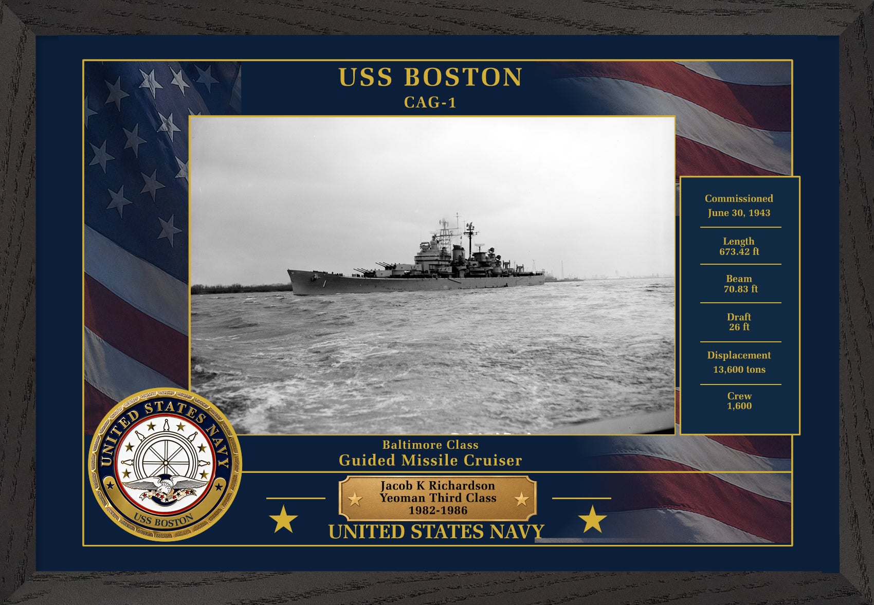 USS Boston CAG-1 Framed Patriotic Photo