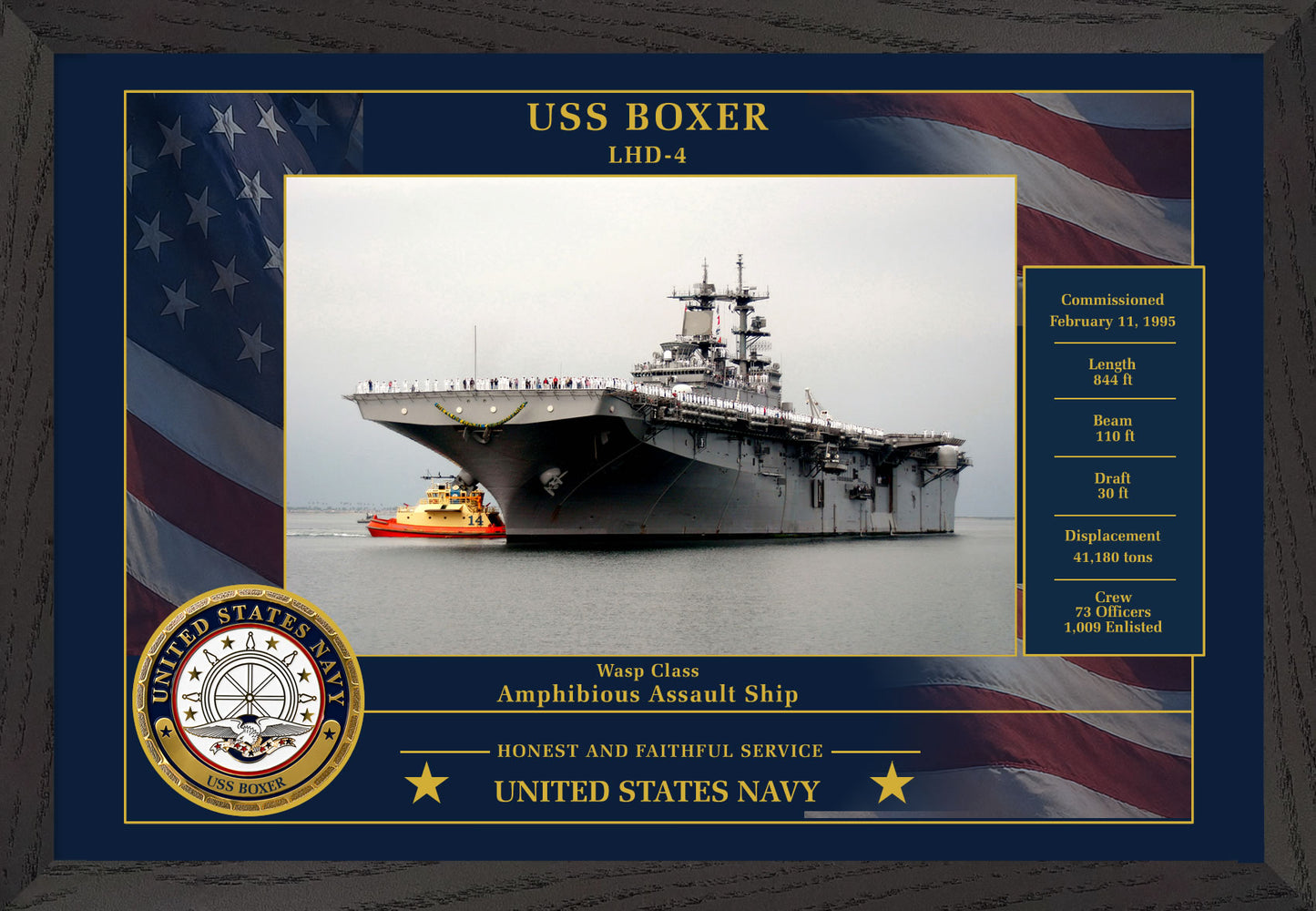 USS Boxer LHD-4 Framed Patriotic Photo