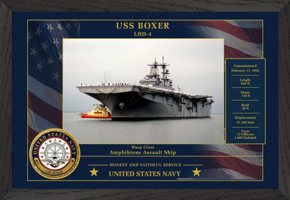 USS Boxer LHD-4 Framed Patriotic Photo