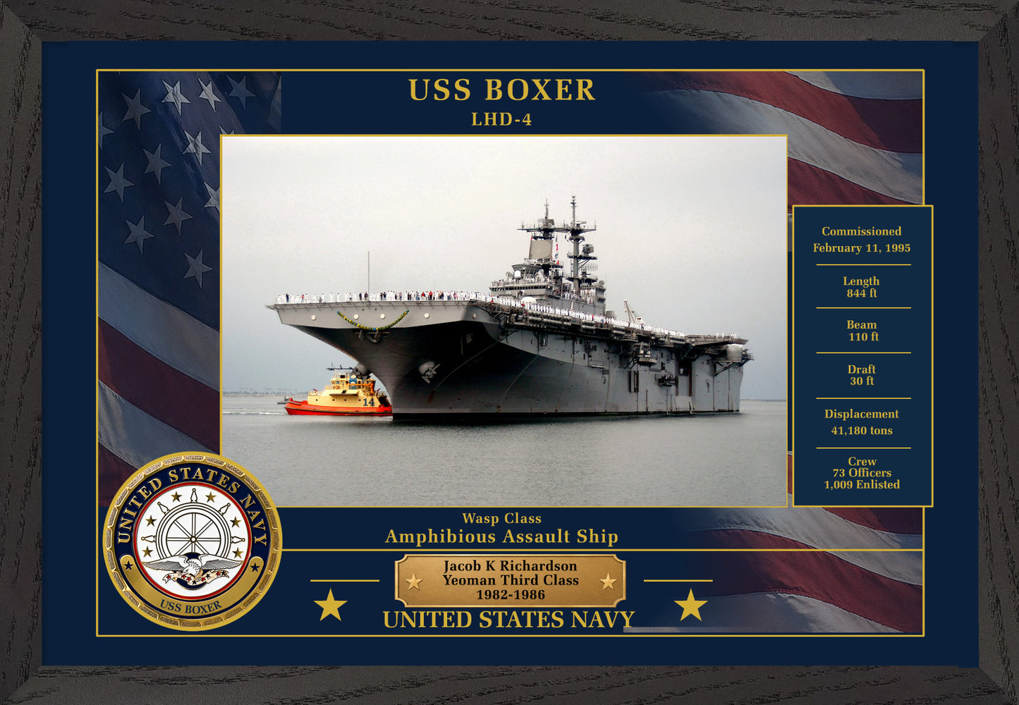 USS Boxer LHD-4 Framed Patriotic Photo