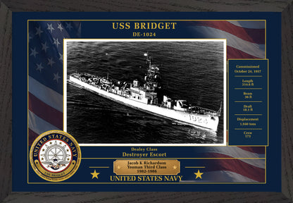USS Bridget DE-1024 Framed Patriotic Photo
