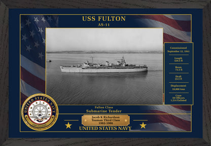USS Fulton AS-11 Framed Patriotic Photo