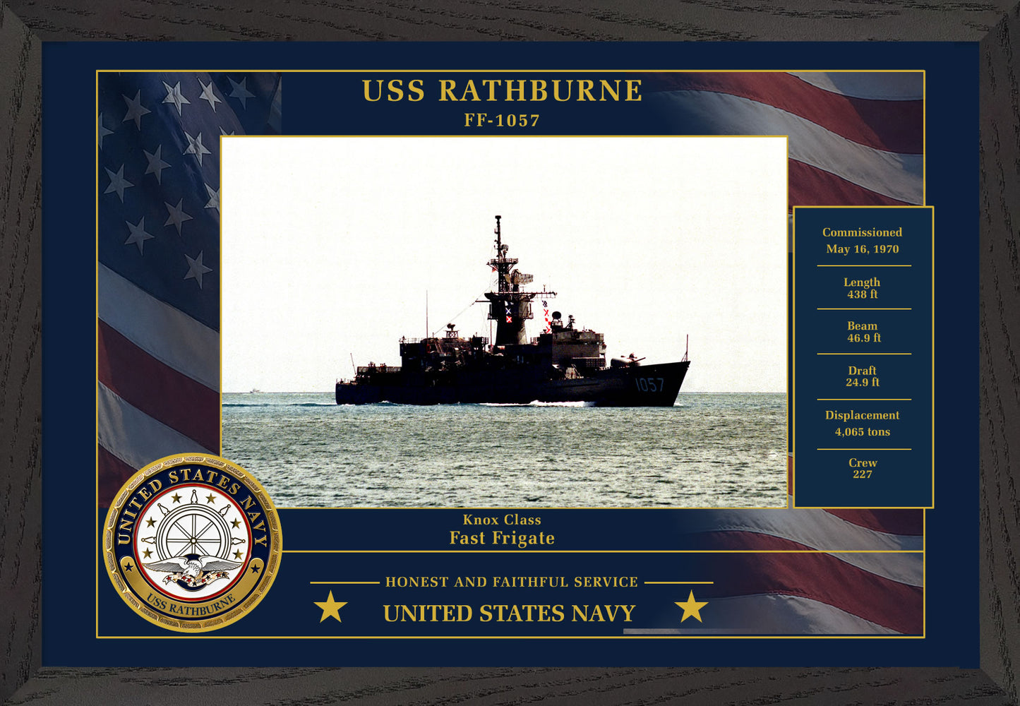 USS Rathburne FF-1057 Framed Patriotic Photo