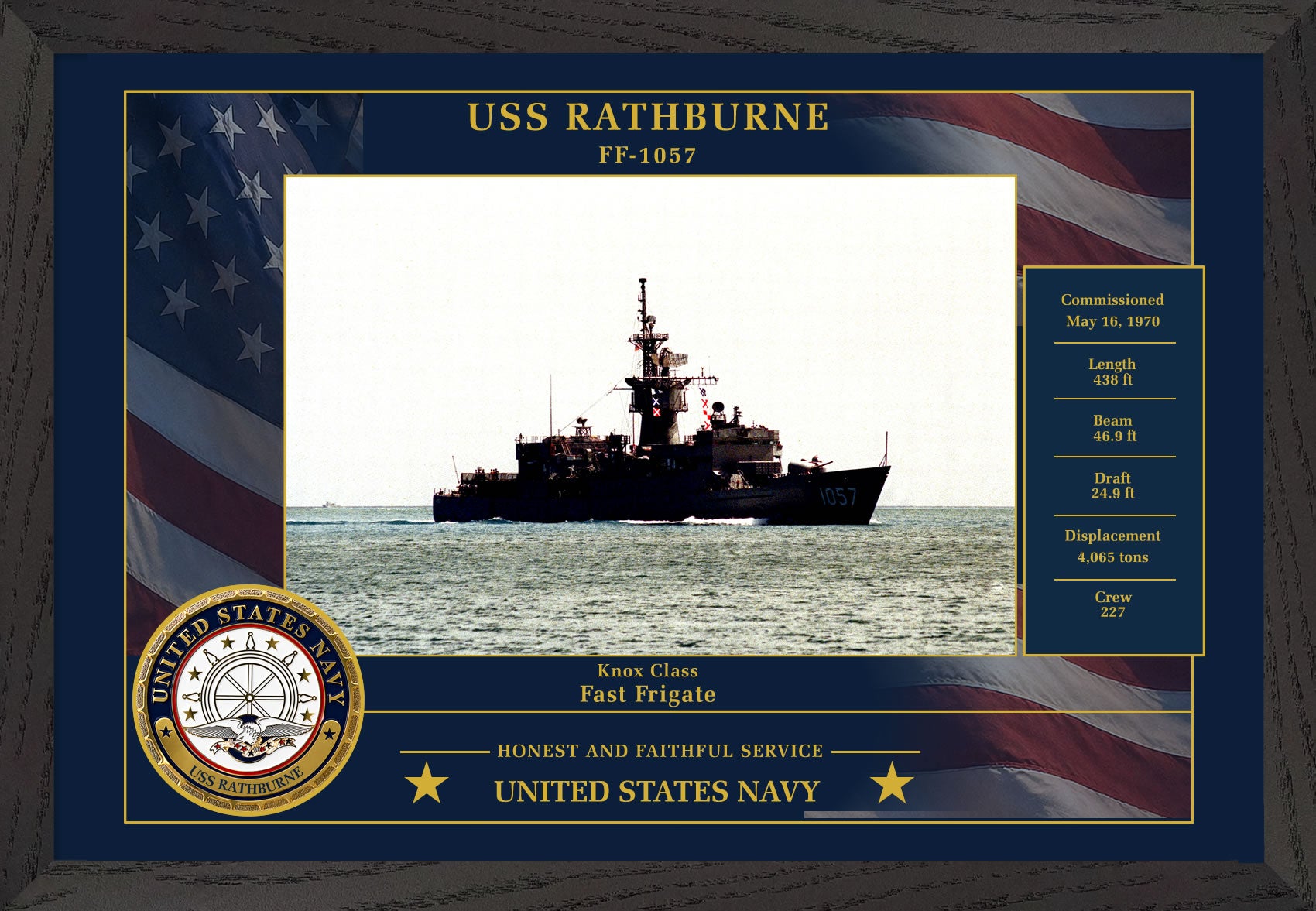 USS Rathburne FF-1057 Framed Patriotic Photo
