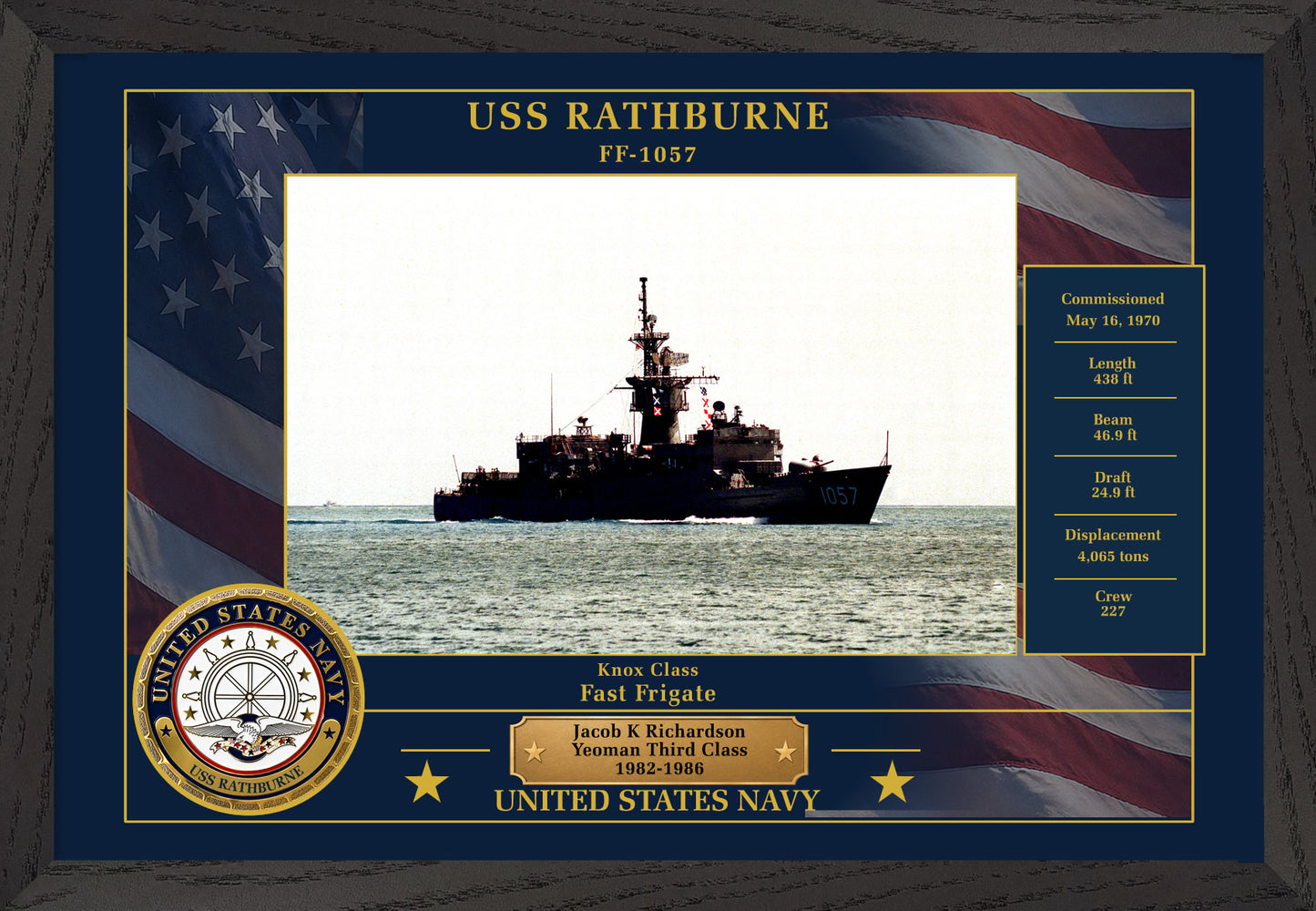 USS Rathburne FF-1057 Framed Patriotic Photo