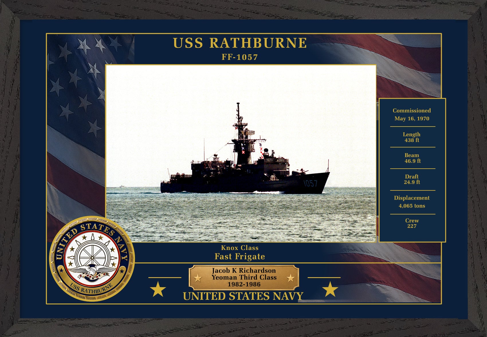 USS Rathburne FF-1057 Framed Patriotic Photo