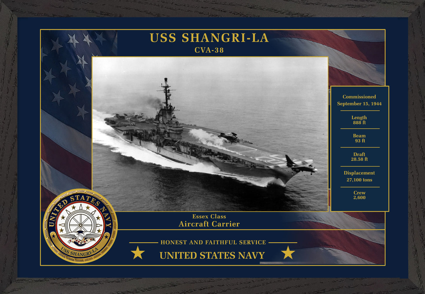 USS Shangri La CVA-38 Framed Patriotic Photo