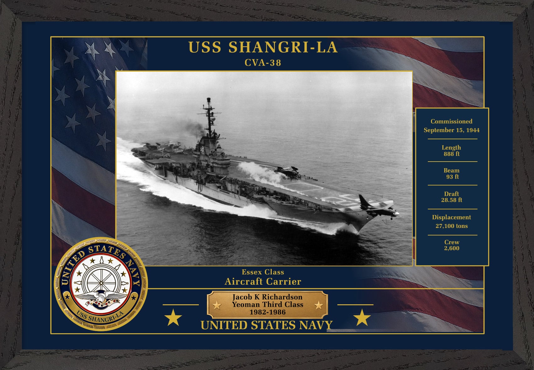 USS Shangri La CVA-38 Framed Patriotic Photo