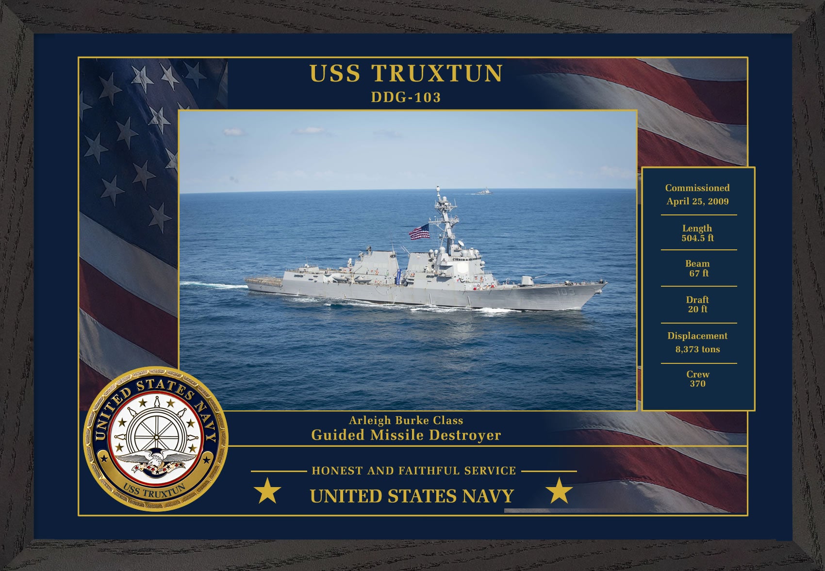USS Truxtun DDG-103 Framed Patriotic Photo