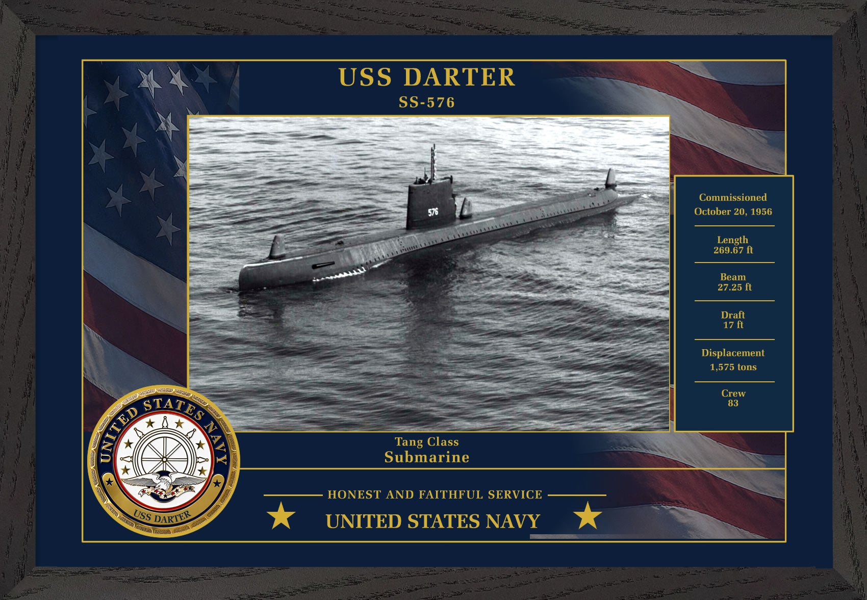 USS Darter SS-576 Framed Patriotic Photo
