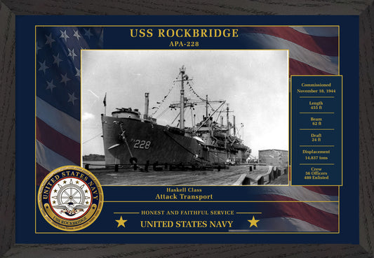 USS Rockbridge APA-228 Framed Patriotic Photo