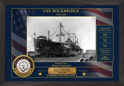 USS Rockbridge APA-228 Framed Patriotic Photo